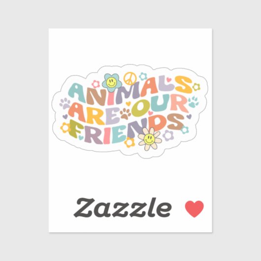 Sticker Les animaux sont nos amis, Retro Vegan (Feuille)