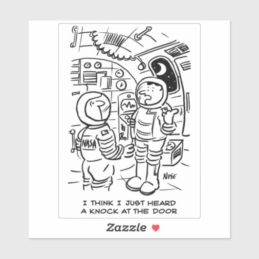 Sticker Les astronautes du vaisseau spatial entendent frap (Feuille)