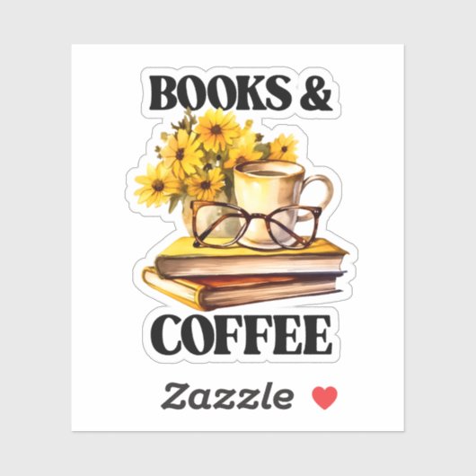 Sticker Les beaux livres les amateurs de café (Feuille)