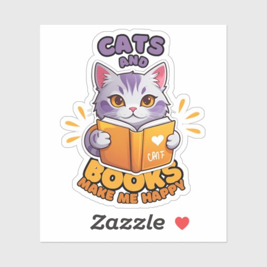 Sticker Les chats et les livres me rendent heureux (Feuille)