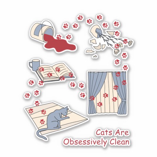 Sticker Les Chats Sont Obsessivement Propres (Devant)