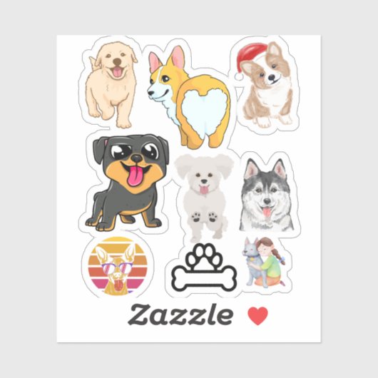STICKER LES CHIENS AIMENT (Feuille)