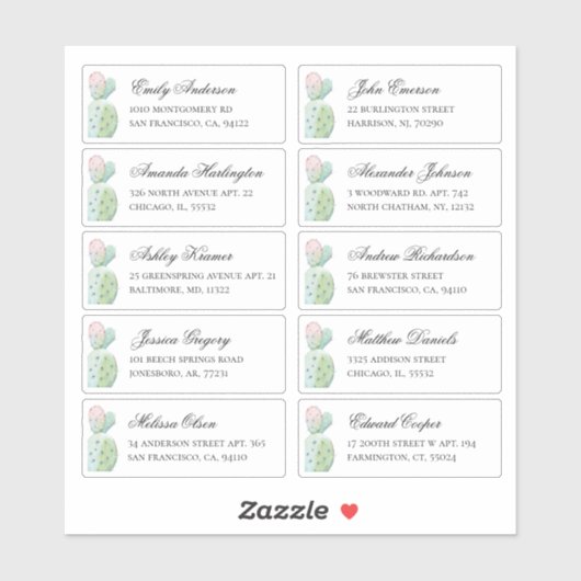 Sticker Les clients de cactus Watercolor s'adressent. Étiq (Feuille)