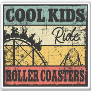Sticker Les enfants cool conduisent des montagnes russes d
