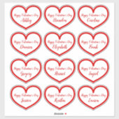 Sticker Les enfants du Coeur Rouge mignon Noms de Valentin (Feuille)