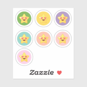 Sticker Les étoiles de Kawaii en cercles