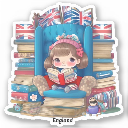 Sticker Les filles du monde de la lecture - Angleterre (Devant)