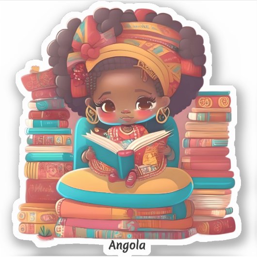 Sticker Les filles du monde de la lecture - Angola (Devant)