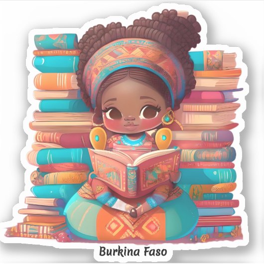 Sticker Les filles du monde de la lecture - Burkina Faso (Devant)