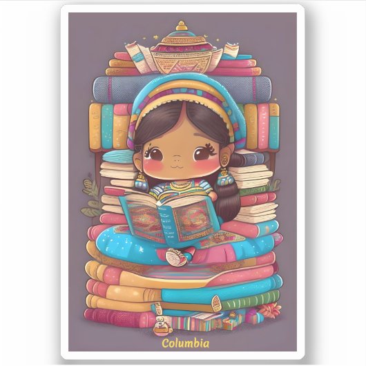 Sticker Les filles du monde de la lecture - Columbia (Devant)