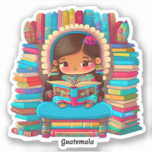 Sticker Les filles du monde de la lecture - Guatemala