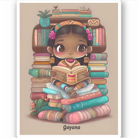 Sticker Les filles du monde de la lecture - Guyana (Devant)