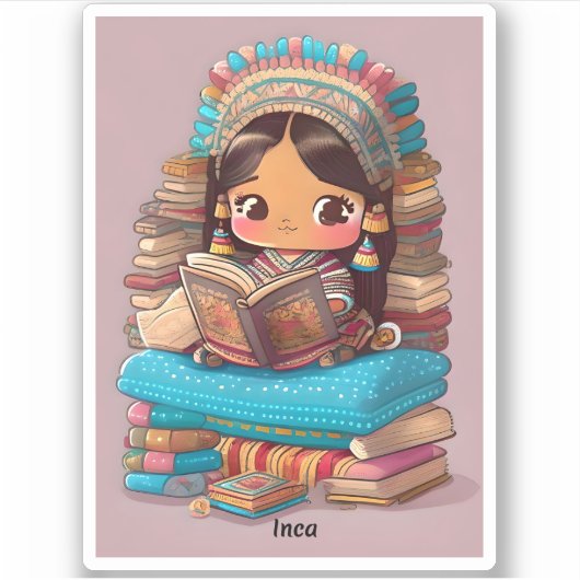 Sticker Les filles du monde de la lecture - Inca (Devant)