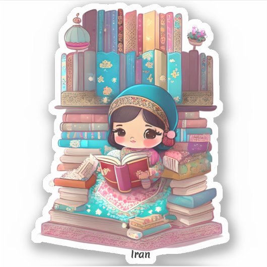Sticker Les filles du monde de la lecture - Iran (Devant)