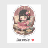 Sticker Les filles du monde de la lecture - Japon (Feuille)