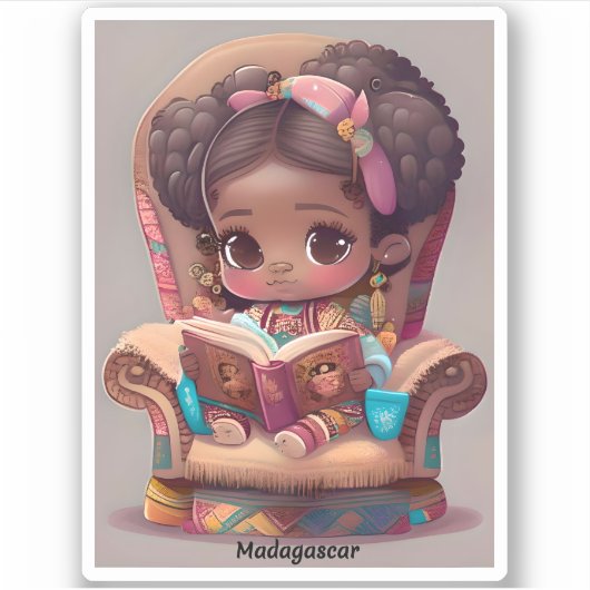 Sticker Les filles du monde de la lecture - Madagascar (Devant)