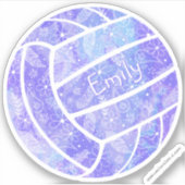 Sticker les filles nom boho floral violet volleyball (Devant)