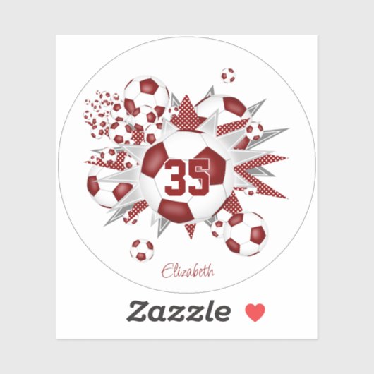 Sticker les filles nom sur maroon blanc ballon de football (Feuille)