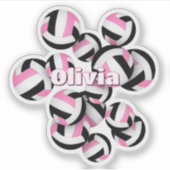Sticker les filles nomment les volleyballs noirs roses (Devant)