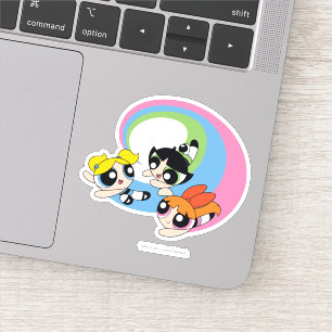 Sticker Les filles puissantes volent dans le ciel