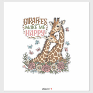 Sticker Les girafes me rendent heureux, design de chemise