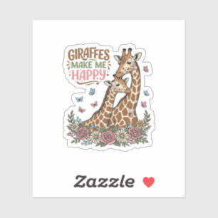 Sticker Les girafes me rendent heureux, design de chemise