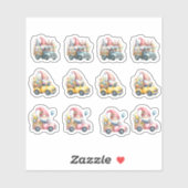 Sticker Les Gnomes de Pâques Conduisent Des Camions Avec D (Feuille)