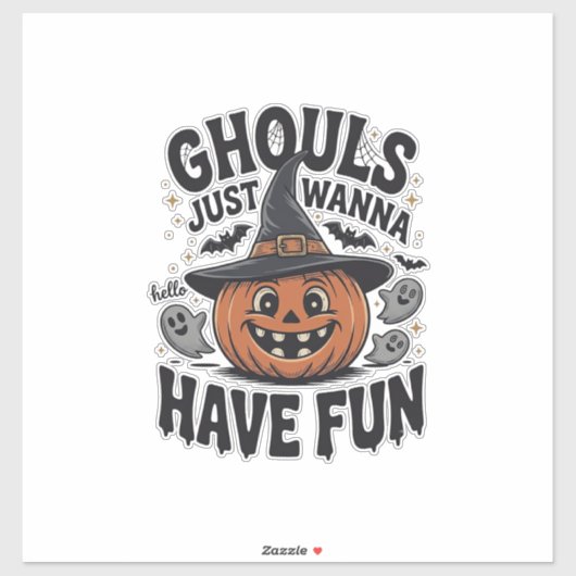 Sticker Les goules veulent juste s'amuser Halloween Citrou (Feuille)