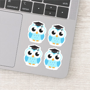 Sticker Les hiboux mignons d'obtention du diplôme avec le