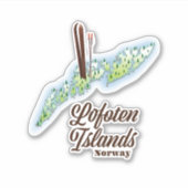 Sticker Les îles Lofoten, affiche de ski norvégien. (Devant)