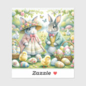 Sticker Les lapins de Pâques Portent Leurs Meilleurs Vêtem (Feuille)