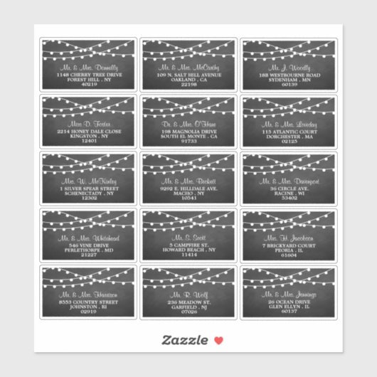 Sticker Les Lumières De Chaîne Sur La Collection De Mariag (Feuille)