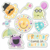 Sticker Les mignons amis pour enfants sous de nombreuses f (Devant)