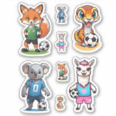 Sticker Les mignons Animaux Jouer Soccer Collection (Devant)
