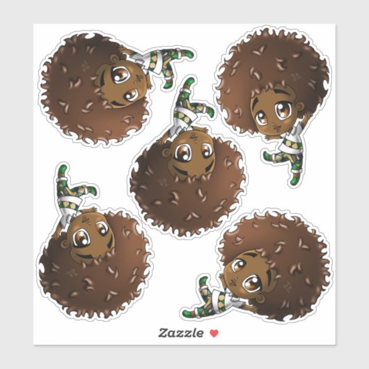 Sticker Les mignons garçons afro-américains (Feuille)