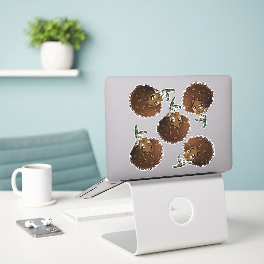 Sticker Les mignons garçons afro-américains (Ordinateur portable sur le bureau)