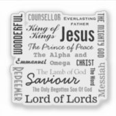Sticker Les noms de Jésus Texte du script (Devant)