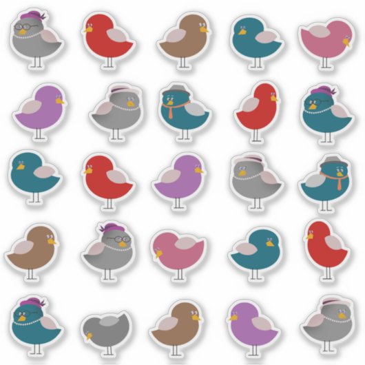 Sticker Les oiseaux mignons (Devant)