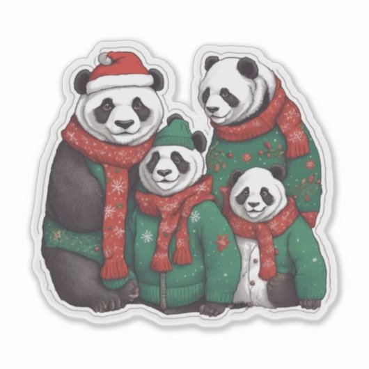 Sticker Les ours de panda en pulls (Devant)