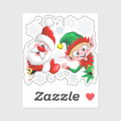Sticker Les personnages de Noël de père Noël et Elf (Feuille)
