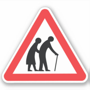Sticker Les personnes âgées de PRÉCAUTION - poteau de
