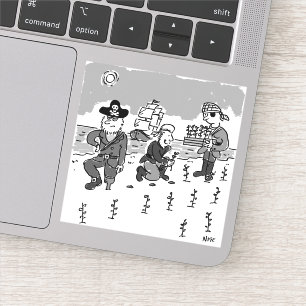 Sticker Les pirates jardinent à l'aide d'une jambe en bois
