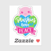 Sticker Les Plushies aiment la paix | Cute Kawaii Coeur Te (Feuille)