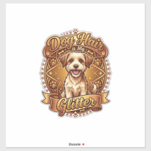 Sticker Les poils de chien sont ruban doré moelleux scinti