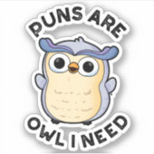 Sticker Les Puns Sont Chouette J'Ai Besoin D'Un Amusant An (Devant)