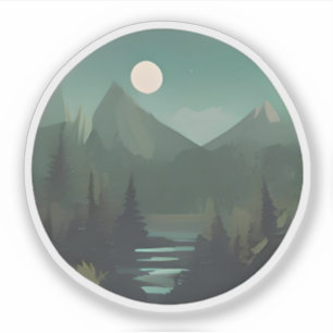 Sticker Les sommets de la Lune : une scène sauvage nocturn