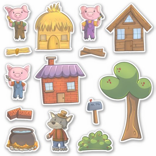 Sticker Les Trois Petits Cochons (Devant)