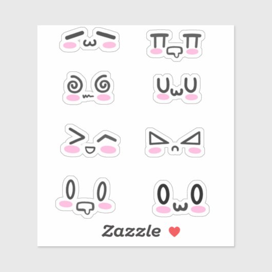 Sticker Les visages de Kawaii (Feuille)