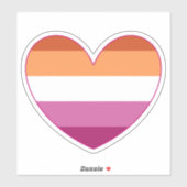 Sticker Lesbian LGBTQ+ Pride et soutien Coeur arc-en-ciel (Feuille)
