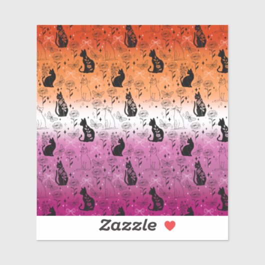 Sticker Lesbian Pride Chat noir - Mystical Witchy (Feuille)